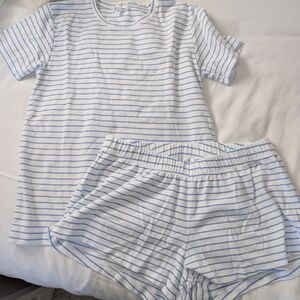 LAKE Blue and White Striped Pajama Set